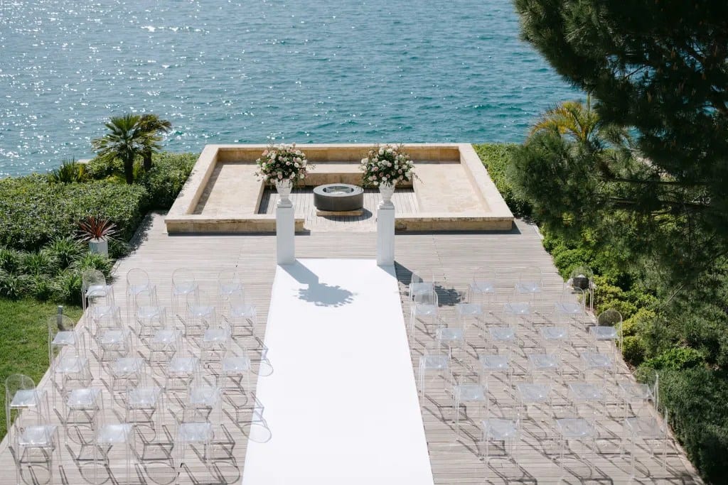 Stone ceremony terrace overlooking the Adriatic